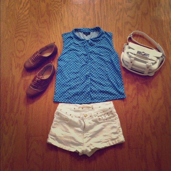 Topshop polka for sleeveless collared blouse