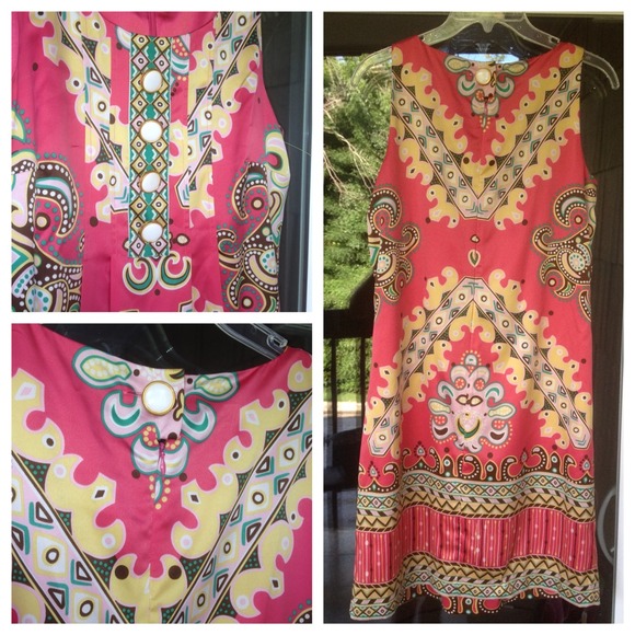 Nicole Miller Tribal Print Pink Dress - Picture 4 of 4