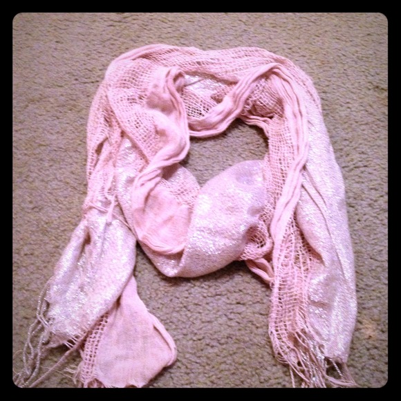 Light pink and sparkley lace scarf