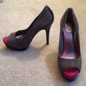 Gray platform high heels