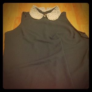 ⛔SOLD⛔ Dark Blue Beaded Peter Pan Collar Shirt