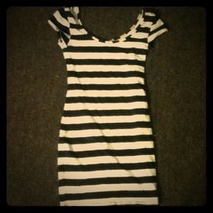 Black and Beige Striped Dress