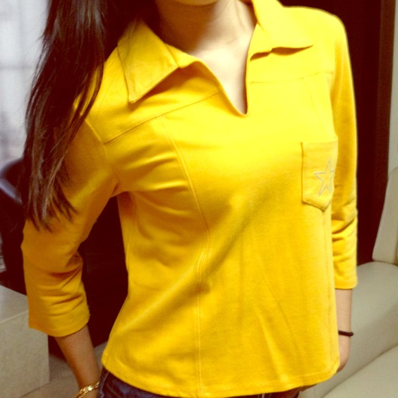 3/4 Sleeve Yellow Top