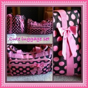 2 piece Polka dot luggage set