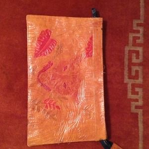 African print leather clutch. Made in India