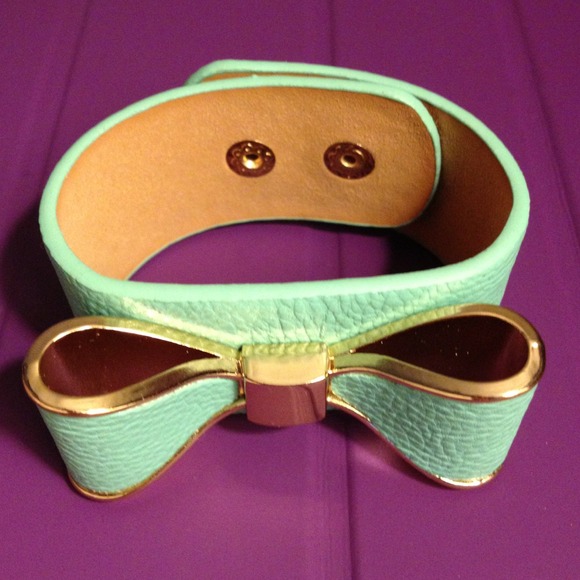 S O L D Mint Bow Cuff Bracelet