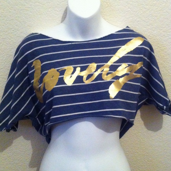 🔴Sold🔴Blue and White Striped Crop Top