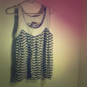 Blue & White Sleeveless Blouse