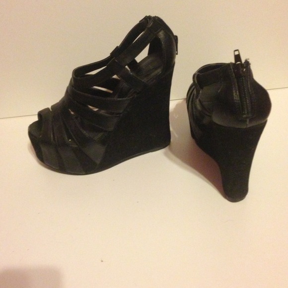 Black platform wedge sandal