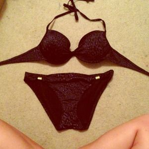 Black leopard print Victoria's Secret bikini