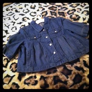 Denim cape jacket w/rhinestone buttons