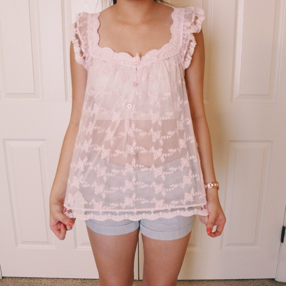 Light Pink Lace Top - Picture 1 of 4