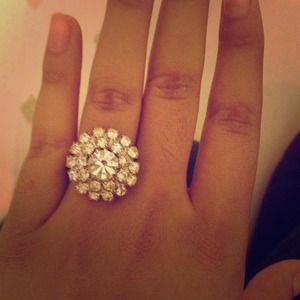 Silver rhinestone ring