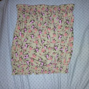 Floral top and pink dress