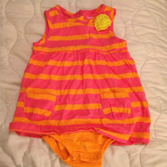 Orange and pink girls summer dress