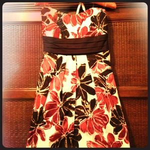 Strapless floral print dress