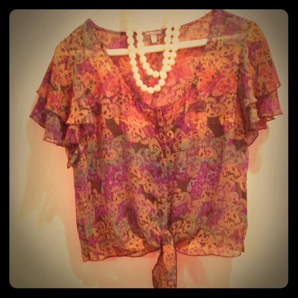 Cropped chiffon blouse