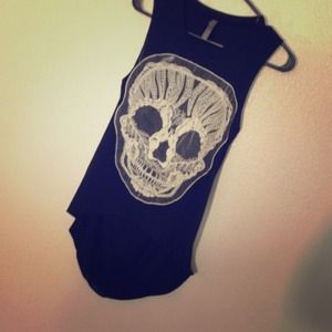 Black crochet skull muscle tank