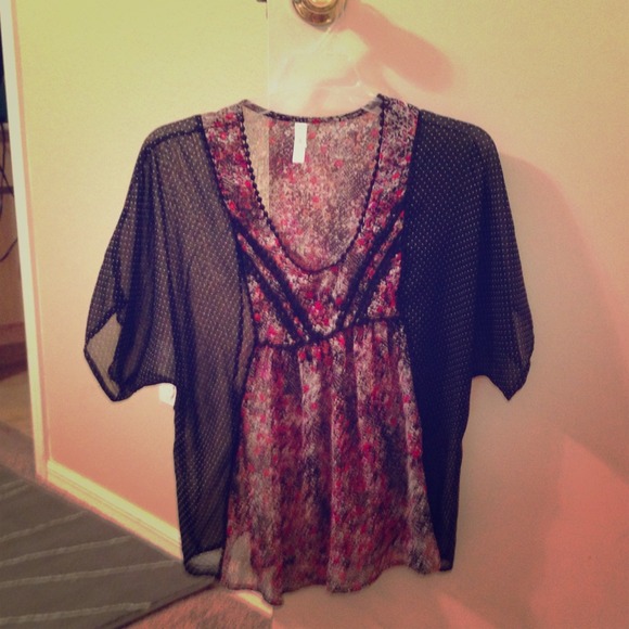Flowery sheer top