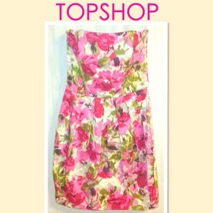 Topshop Faded Flower Bandeau Dress