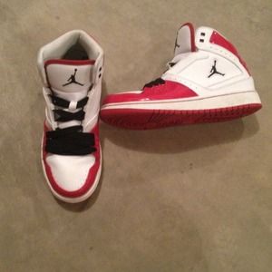 Red, black and white Jordan's