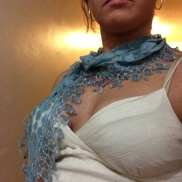 Ice Blue Lace Scarf - Picture 2 of 4