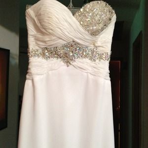 White sequined prom gown