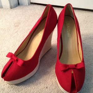 SOLD in bundle 4" red healed sandals.  NWOT