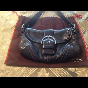 Reduced Authentic Small Black Leather Coach Purse