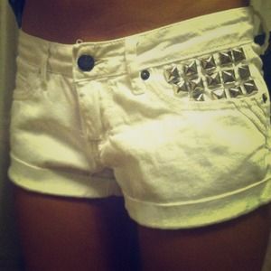 Forever 21 studded white shorts