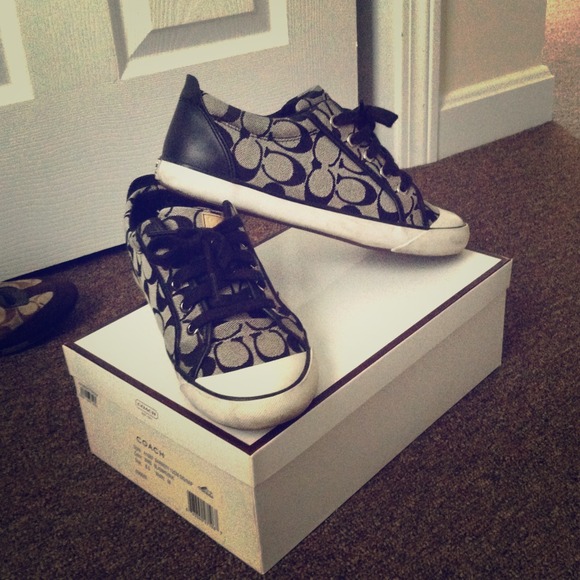 Black and white coach shoes