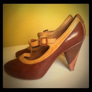 Vintage inspired leather t-strap heels by Fossil