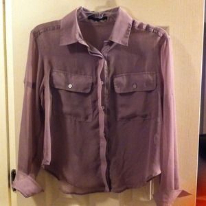 Sheer 3/4 length sleeve button up.