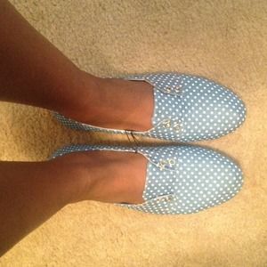 Blue & White Polka Dot flats