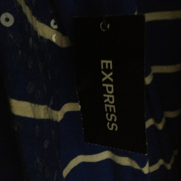 Express blue sequin crochet tank - Picture 5 of 5