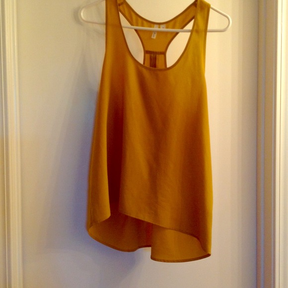 Mustard colored silk like shirt