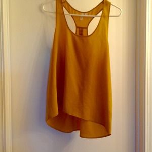 Mustard colored silk like shirt