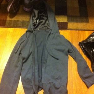 Black sweater silky hood