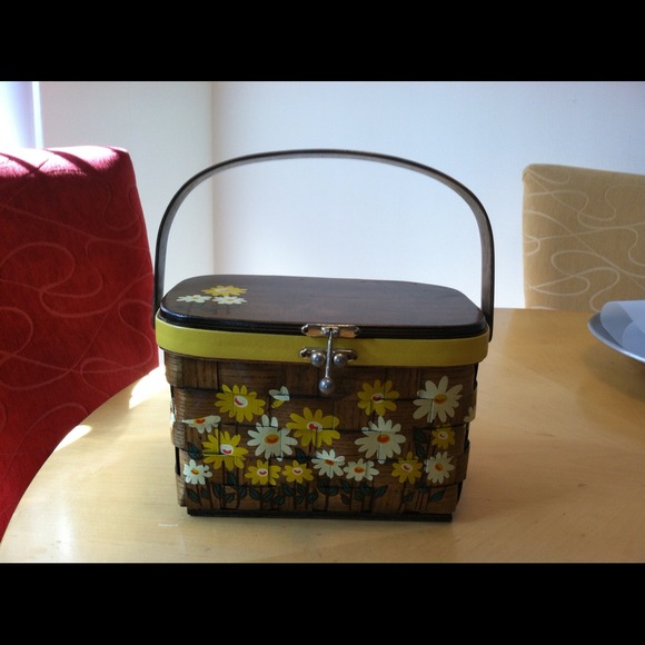 Vintage Caro Nan signed wood purse / basket.