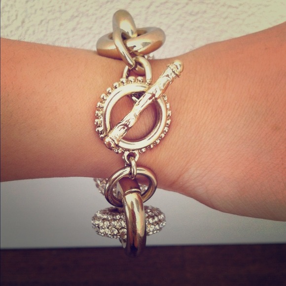 Gold Chain and Pave Link Bracelet