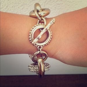 Gold Chain and Pave Link Bracelet