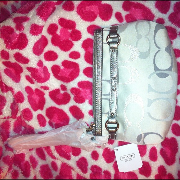 Brand new white coach wristlet