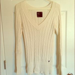 V-neck Cable Knit Sweater