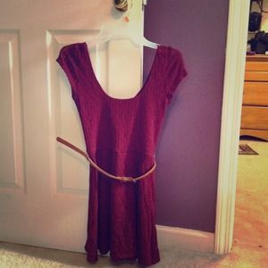 This is a small knitted wine colored dress
