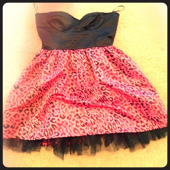 Pink and black lace dress