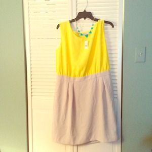 Color block yellow and cream dress. Never worn