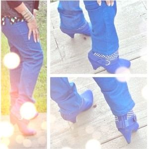 Blue studded  booties