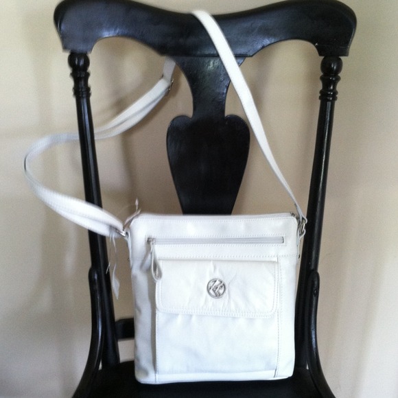 Kim Rogers White  Leather Crossbody Bag