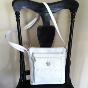 Kim Rogers White  Leather Crossbody Bag