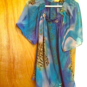 Lovely cheetah and blue blouse